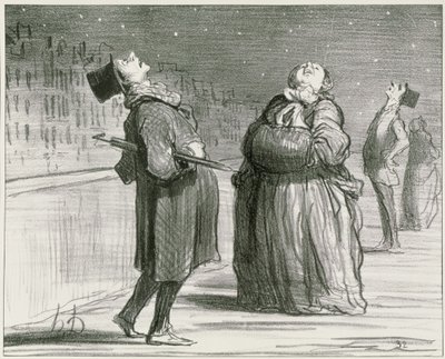 Parisians waiting for the arrival of the famous comet, plate 370, illustration from 